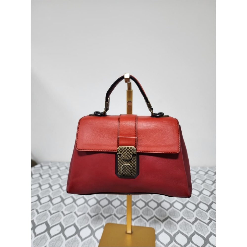 Bottega Veneta Intrecciato Top Handle Bag Red